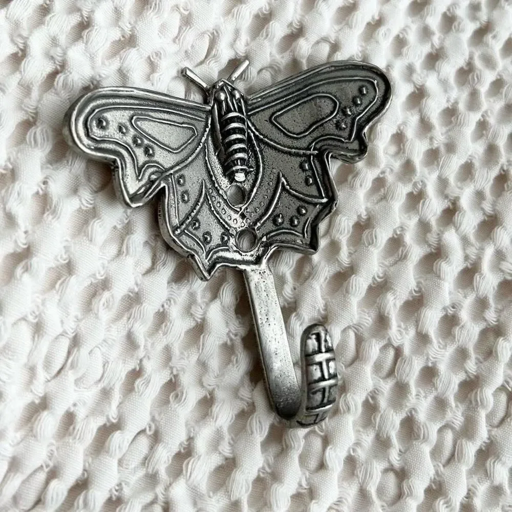Vintage Pewter Luna Moth Butterfly Coat Wall Hook